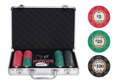 Набор для покера Luxury Ceramic 200 фишек Номиналы 1, 5, 25, 100
Сумма номиналов = 6550